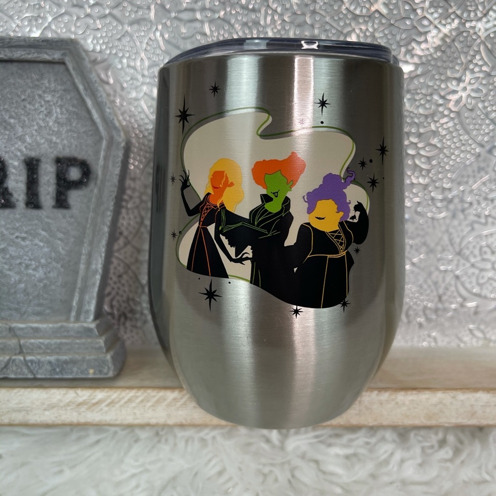Halloween Hocus Pocus Insulated Wine Coffee Tumbler NWOT Silver